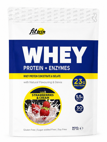 FIT WIN Whey Protein + Enzymes 900 г полуниця  28042026-14 фото
